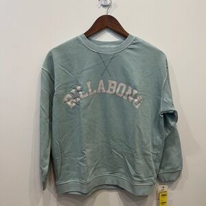 Billabong Faded Style Blue-Green French Terry Sweatshirt NWT Fresh out of Bag